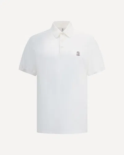 Brunello Cucinelli Men Logoed Polo Shirt In White