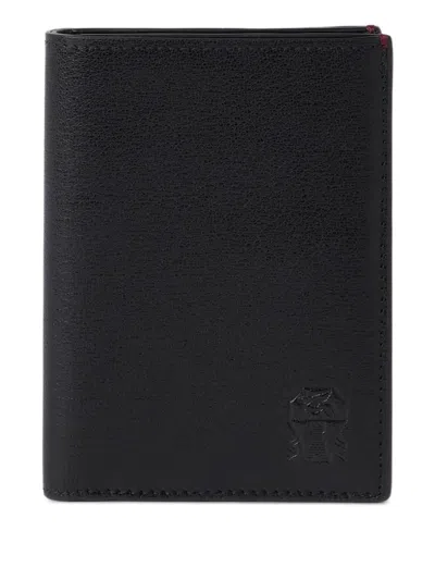 Brunello Cucinelli Logo-embossed Leather Wallet In Black