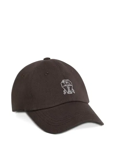 Brunello Cucinelli Kids' Logo-embroidered Baseball Cap In Brown
