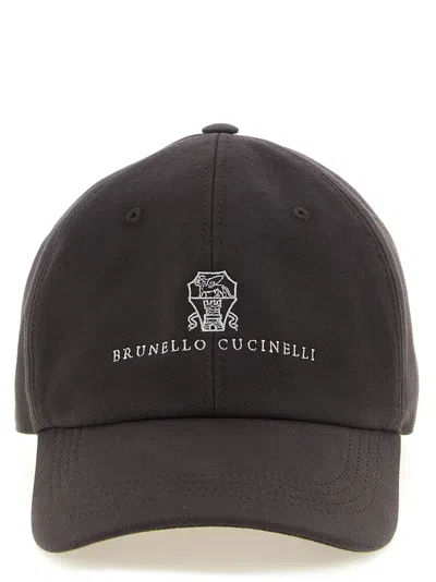 Brunello Cucinelli Logo-embroidered Cotton Baseball Cap In Gray
