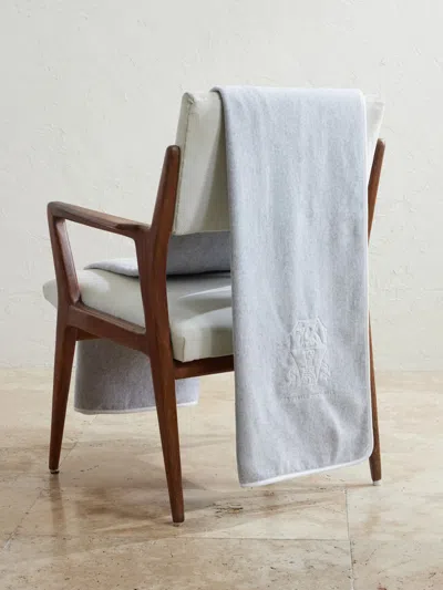 Brunello Cucinelli Logo-embroidered Cotton-terry Beach Towel In Gray