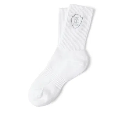 Brunello Cucinelli Ribbed Cotton Knit Socks In Multi