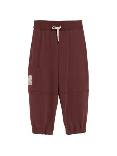 Brunello Cucinelli Kids' Logo-embroidered Track Pants In Red