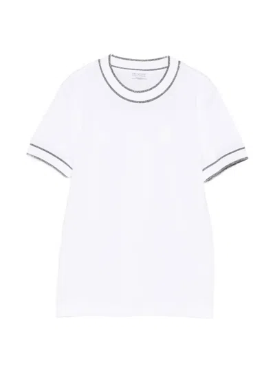 Brunello Cucinelli Logo-patch Contrast-trim T-shirt In White