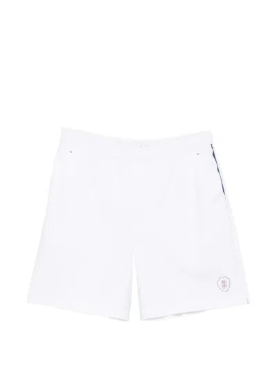 Brunello Cucinelli Logo-patch Elasticated-waist Cotton Shorts In White