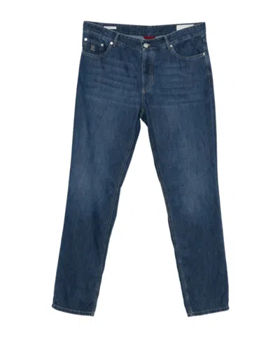 Brunello Cucinelli Logo-patch Jeans In Blue