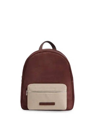 Brunello Cucinelli Kids' Logo-patch Panelled Backpack In Red