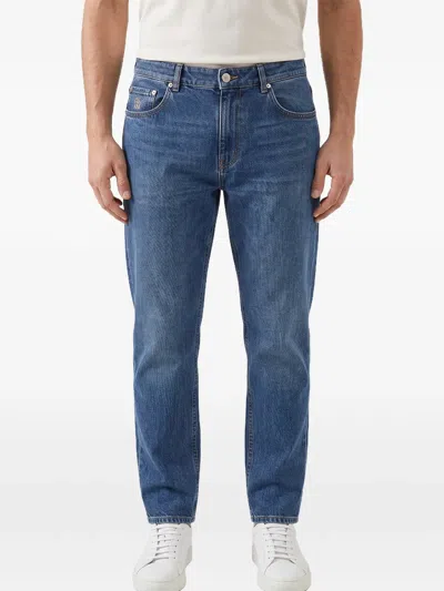 Brunello Cucinelli Logo-patch Straight-leg Jeans In Red