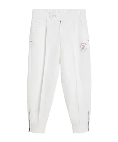 Brunello Cucinelli Kids' Logo-patch Trousers In White