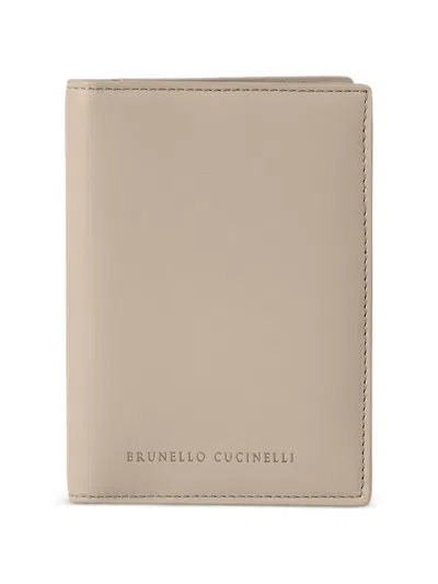 Brunello Cucinelli Logo-stamp Passport Holder In Brown