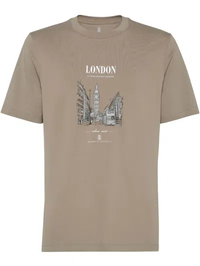 Brunello Cucinelli London T-shirt In Brown