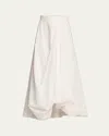 Brunello Cucinelli Long Cotton Skirt With Asymmetric Draped Detailing In White