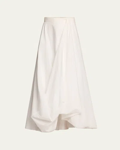 BRUNELLO CUCINELLI LONG BUBBLE HEM COTTON POPLIN SKIRT