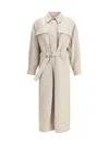 Brunello Cucinelli Silhouette-defining Long Coat With Adjustable Waistband In Neutral