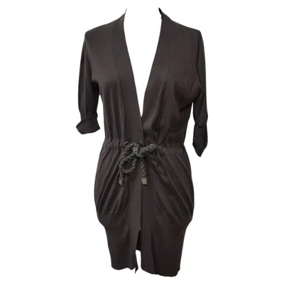 Pre-owned Brunello Cucinelli Long Cotton Cardigan M In Black