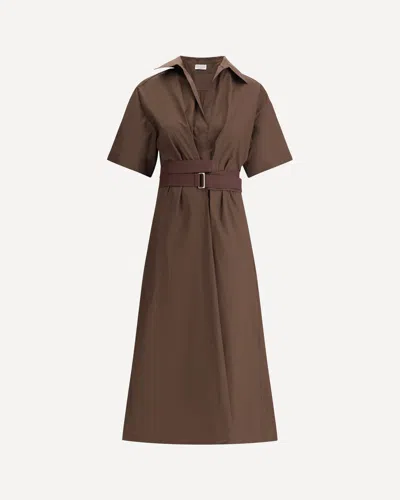 Brunello Cucinelli Long Cotton Dress In Brown