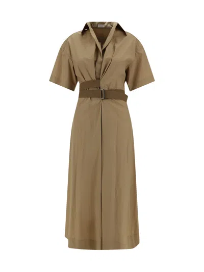 Brunello Cucinelli Women Long Cotton Dress In Multicolor