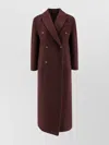 Brunello Cucinelli Long Double-breasted Cashmere Coat With Back Vent In Burgundy