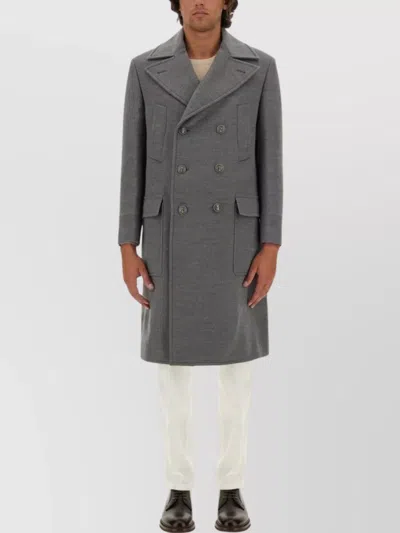 Brunello Cucinelli Long Double-breasted Coat Oversize Fit In Gray