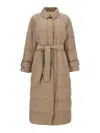 Brunello Cucinelli Beige Long Down Jacket In Beige