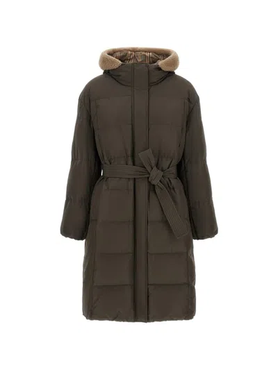Brunello Cucinelli Long Down Jacket In Brown