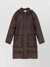 Brunello Cucinelli Women Nylon And Cotton Long Down Jacket In Multi