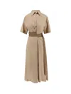 Brunello Cucinelli Midi Dress In Beige