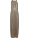 Brunello Cucinelli Sequinned Silk Column Maxi Dress In Beige