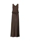 Brunello Cucinelli Maxi Dress With Drawstring Waist In Brown