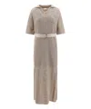 Brunello Cucinelli Knitted Midi Dress Dresses Beige In Green