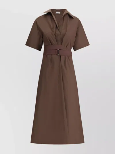 BRUNELLO CUCINELLI LONG DRESS WITH FABRIC BELT