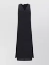 BRUNELLO CUCINELLI LONG DRESS WITH V-NECK AND HIGH-LOW HEM