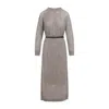 Brunello Cucinelli Knit Long Dress Women In Neutral