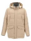 Brunello Cucinelli Knit Insert Down Jacket Puffer Jackets Beige In Beige