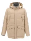 Brunello Cucinelli Knit Insert Down Jacket Puffer Jackets Beige In Beige