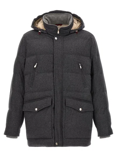 BRUNELLO CUCINELLI LONG HOODED DOWN JACKET CASUAL JACKETS, PARKA