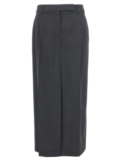 Brunello Cucinelli Long Pence Skirt In Gray