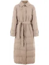 Brunello Cucinelli Beige Long Down Jacket In Neutrals