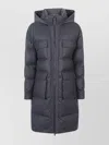 Brunello Cucinelli Long Quilted Down Jacket Hooded In Gray