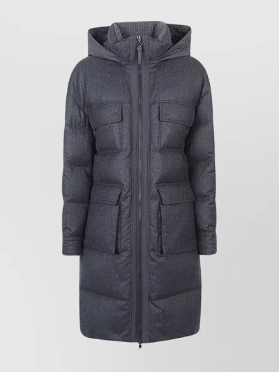 BRUNELLO CUCINELLI LONG QUILTED DOWN JACKET HOODED