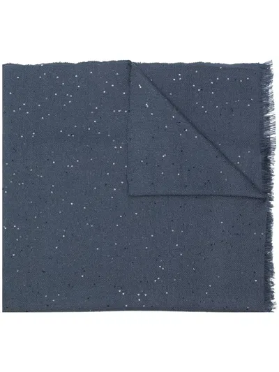 Brunello Cucinelli Long Sequinned Scarf In Blue