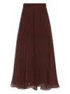 Brunello Cucinelli Flared Silk Skirt Sheer Overlay In Multi