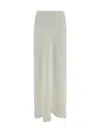 Brunello Cucinelli Long Skirt With Elasticized Waistband And Side Slits In White