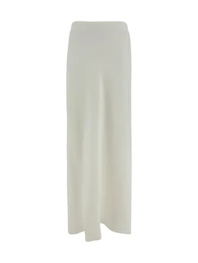 Brunello Cucinelli Long Skirt With Elasticized Waistband And Side Slits In White