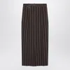 Brunello Cucinelli Long Skirt With Dazzling Stripe Embroidery In Brown