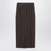 Brunello Cucinelli Long Skirt With Dazzling Stripe Embroidery In Brown