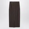 Brunello Cucinelli Long Skirt With Dazzling Stripe Embroidery In Brown