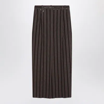 Brunello Cucinelli Long Skirt With Dazzling Stripe Embroidery