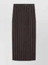 Brunello Cucinelli Long Skirt With Dazzling Stripe Embroidery In Brown
