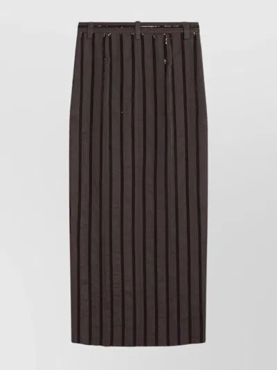 BRUNELLO CUCINELLI LONG SKIRT WITH DAZZLING STRIPE EMBROIDERY